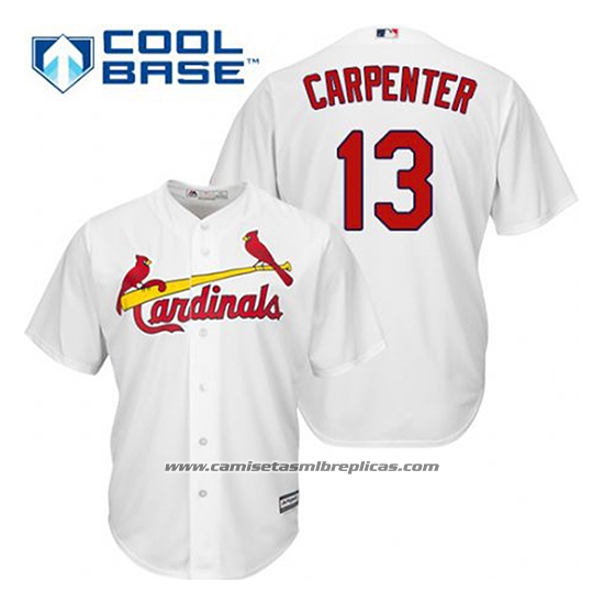 Camiseta Beisbol Hombre St. Louis Cardinals Matt Carpenter 13 Blanco Primera Cool Base